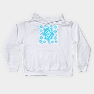 Blue Medallion Flower Pattern Kids Hoodie